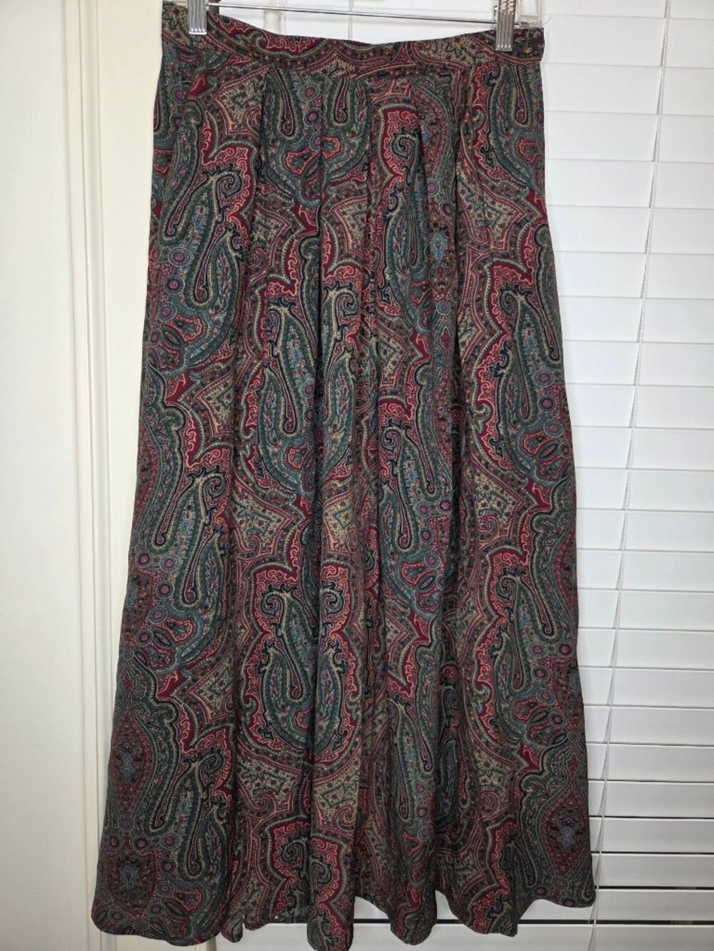VTG J.G. Hook Paisley Long Skirt plated Womens 10 Rayon Classic preppy - Picture 2 of 7